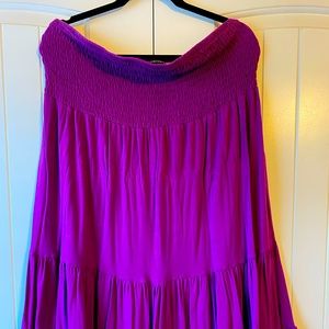 Lane Bryant Strapless purple ruffle dress.